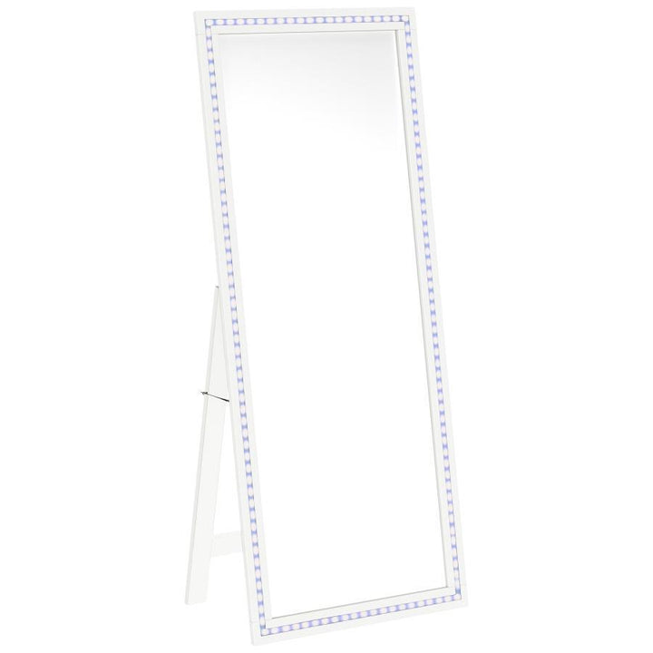 Windrose - Tempered LED Standing Mirror - White Floor Mirror modern furniture Contempo Furniture