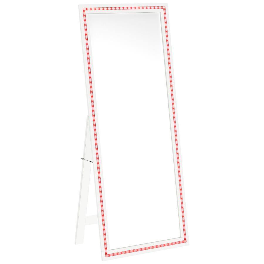 Windrose - Tempered LED Standing Mirror - White Floor Mirror modern furniture Contempo Furniture