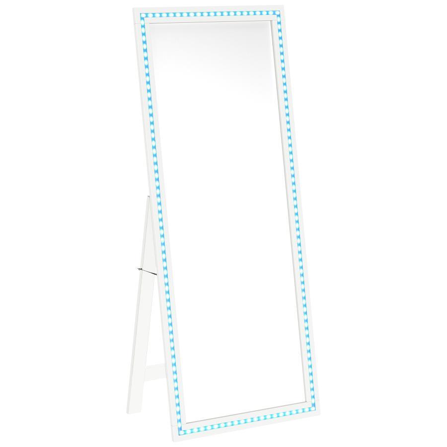 Windrose - Tempered LED Standing Mirror - White Floor Mirror modern furniture Contempo Furniture