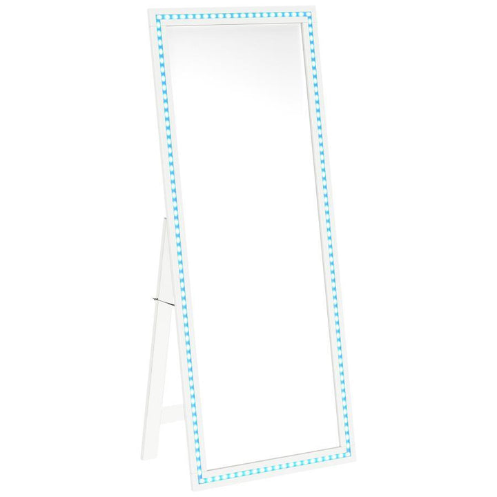 Windrose - Tempered LED Standing Mirror - White Floor Mirror modern furniture Contempo Furniture