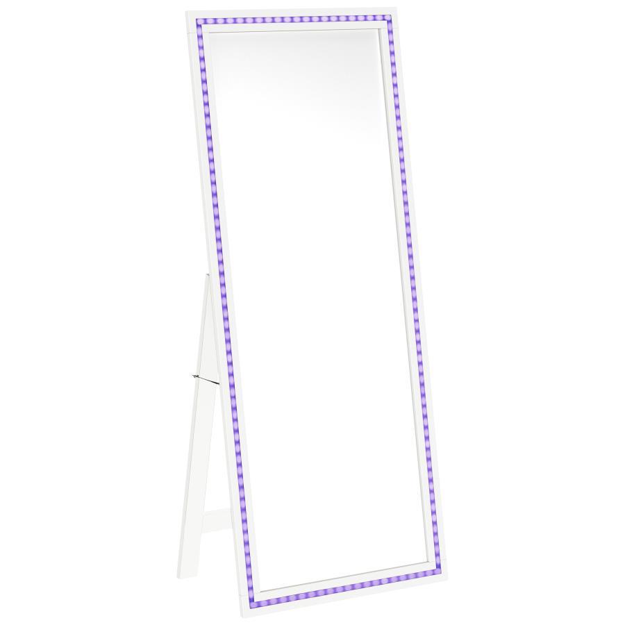 Windrose - Tempered LED Standing Mirror - White Floor Mirror modern furniture Contempo Furniture
