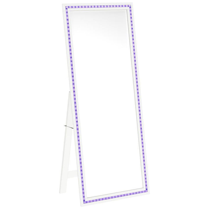 Windrose - Tempered LED Standing Mirror - White Floor Mirror modern furniture Contempo Furniture