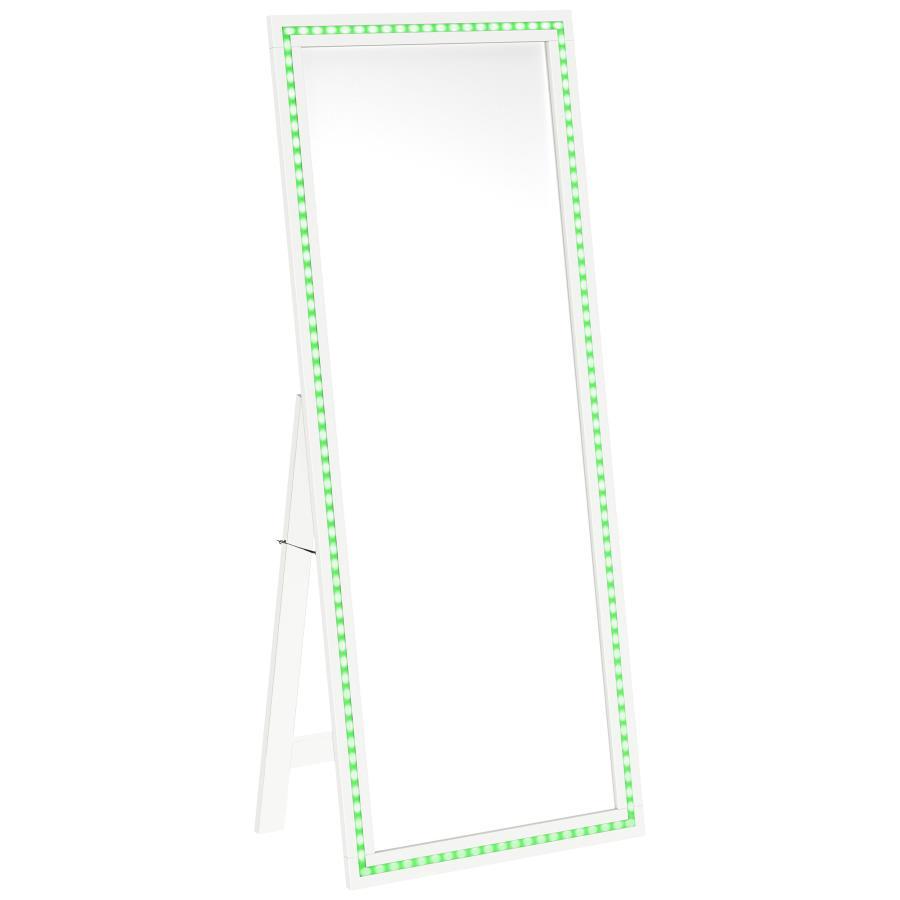 Windrose - Tempered LED Standing Mirror - White Floor Mirror modern furniture Contempo Furniture