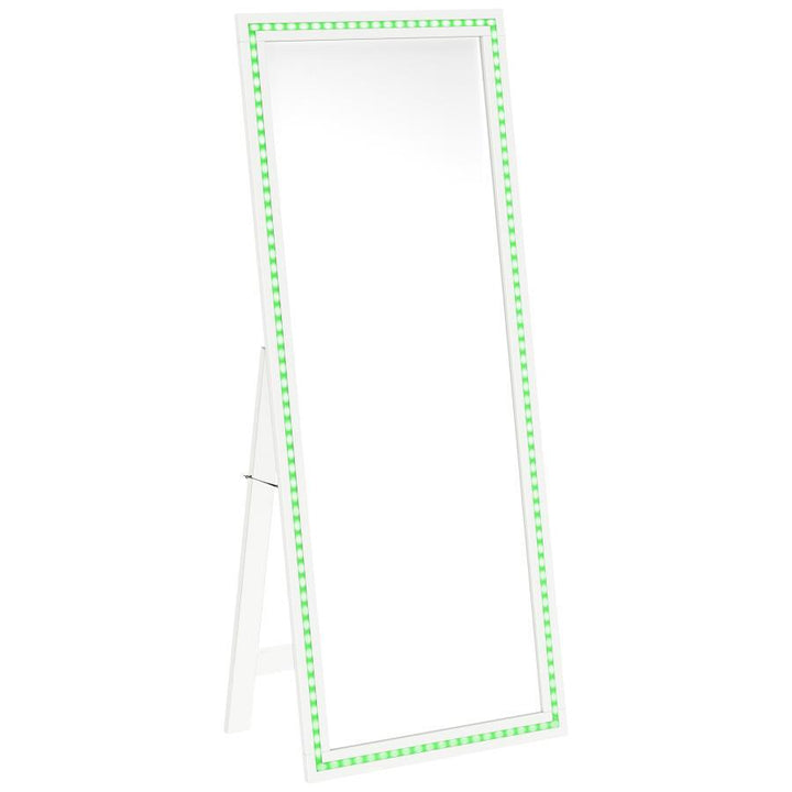 Windrose - Tempered LED Standing Mirror - White Floor Mirror modern furniture Contempo Furniture