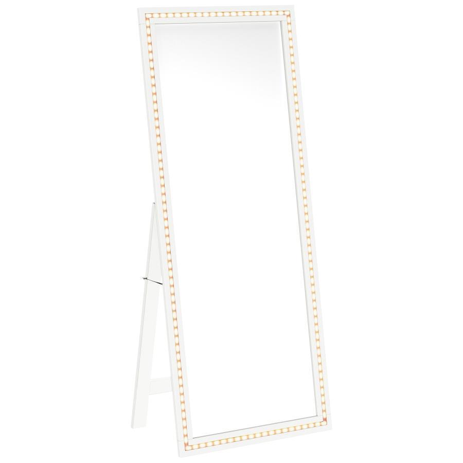 Windrose - Tempered LED Standing Mirror - White Floor Mirror modern furniture Contempo Furniture