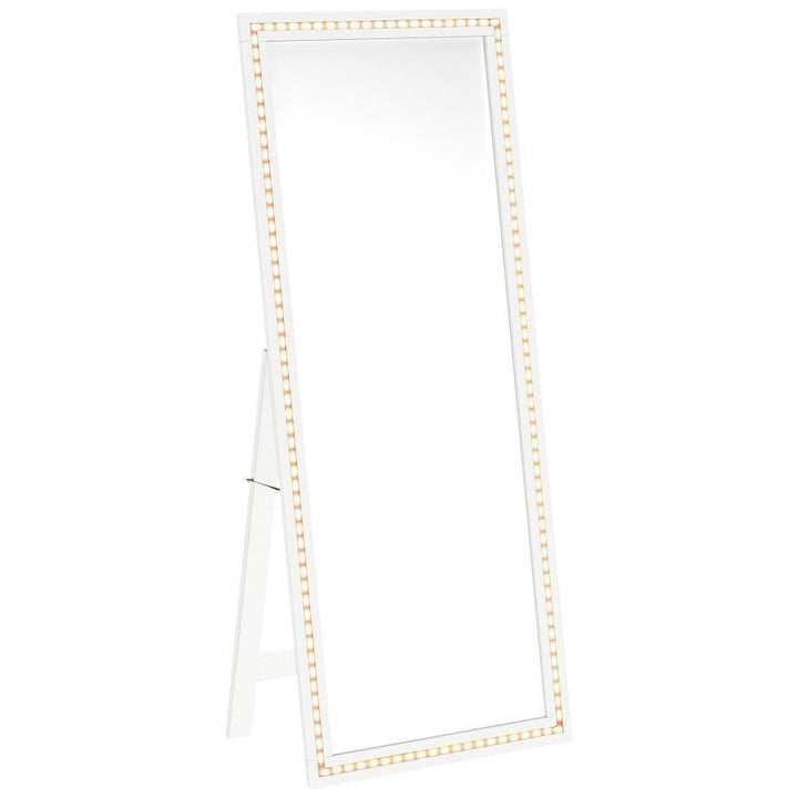 Windrose - Tempered LED Standing Mirror - White Floor Mirror modern furniture Contempo Furniture