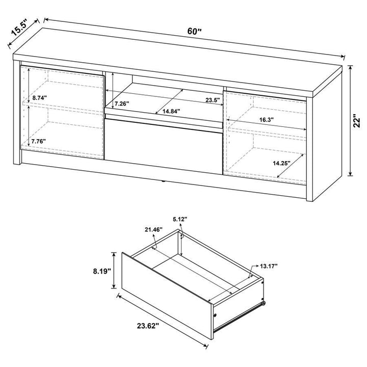 Winfield - 60" 2 - Door TV Stand Media Console - Black TV Stand modern furniture Contempo Furniture