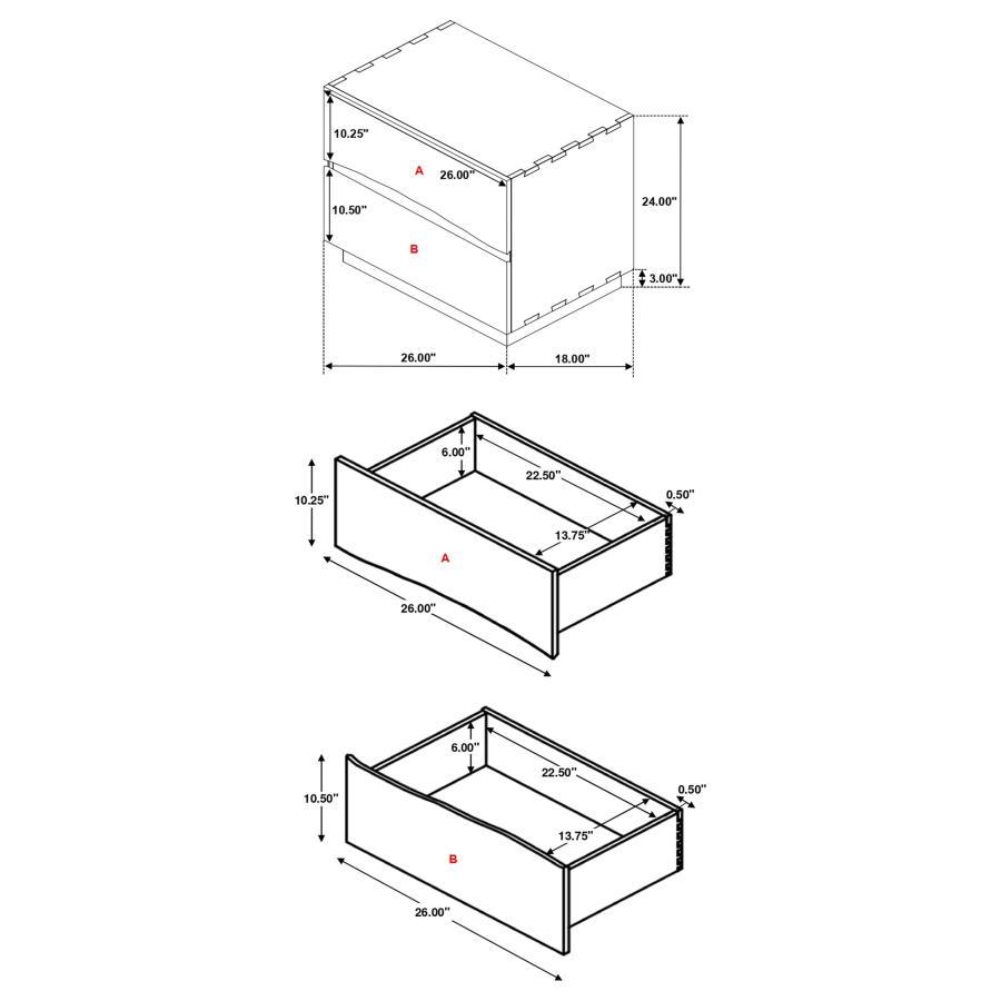 Winslow - 2 - Drawer Nightstand - Smokey Walnut Accent Nightstand modern furniture Contempo Furniture