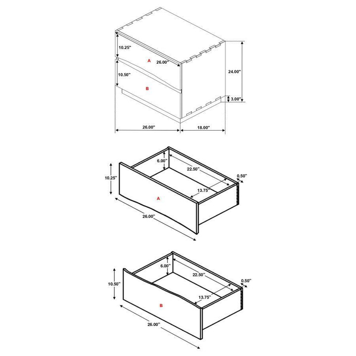 Winslow - 2 - Drawer Nightstand - Smokey Walnut Accent Nightstand modern furniture Contempo Furniture