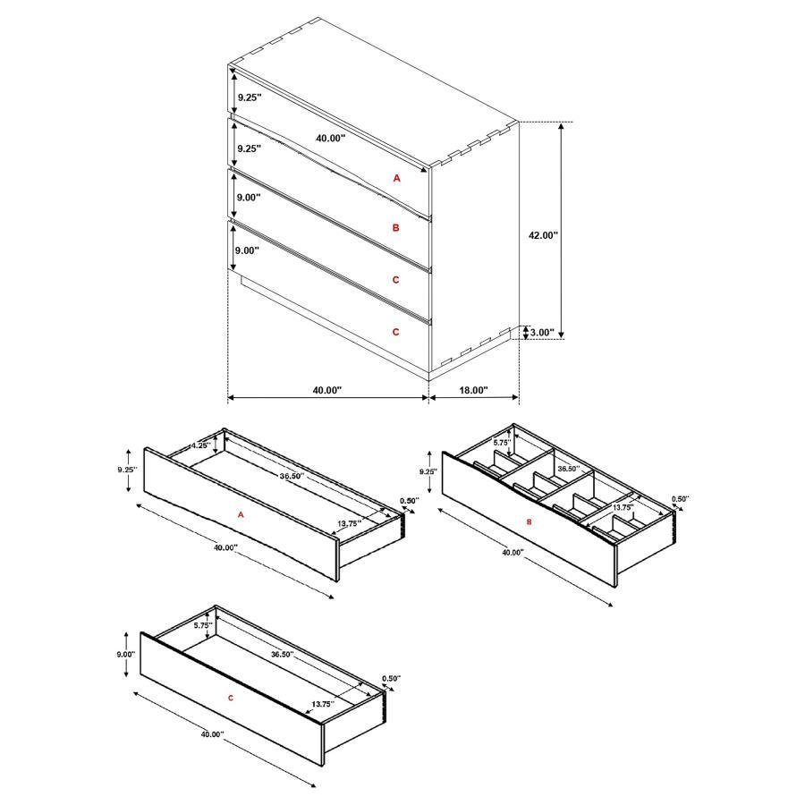 Winslow - 4 - Drawer Bedroom Chest - Smokey Walnut Accent Chest modern furniture Contempo Furniture