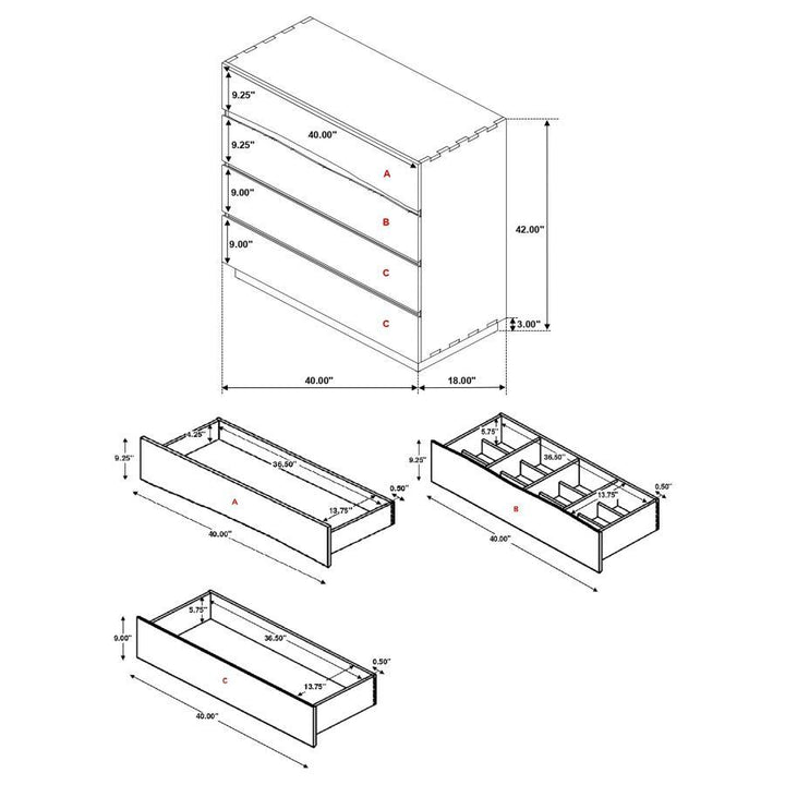 Winslow - 4 - Drawer Bedroom Chest - Smokey Walnut Accent Chest modern furniture Contempo Furniture