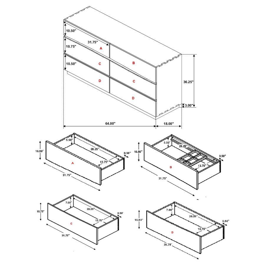 Winslow - 6 - Drawer Dresser - Smokey Walnut Dressers modern furniture Contempo Furniture