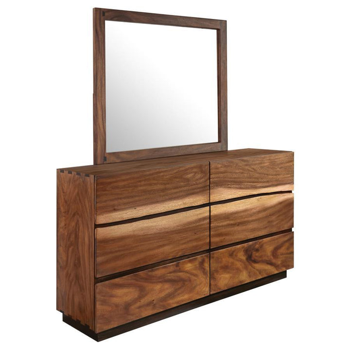 Winslow - 6 - Drawer Dresser With Mirror - Smokey Walnut Dresser &amp; Mirror modern furniture Contempo Furniture