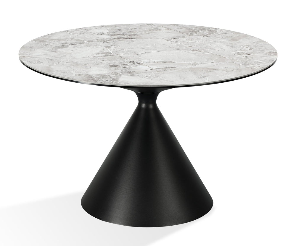 Winston Stone Top Metal Base Round Dining Table in Grigio Table modern furniture Contempo Furniture