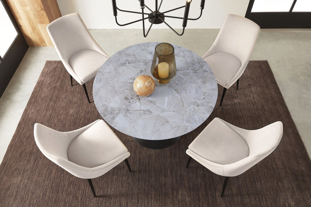 Winston Stone Top Metal Base Round Dining Table in Grigio Table modern furniture Contempo Furniture