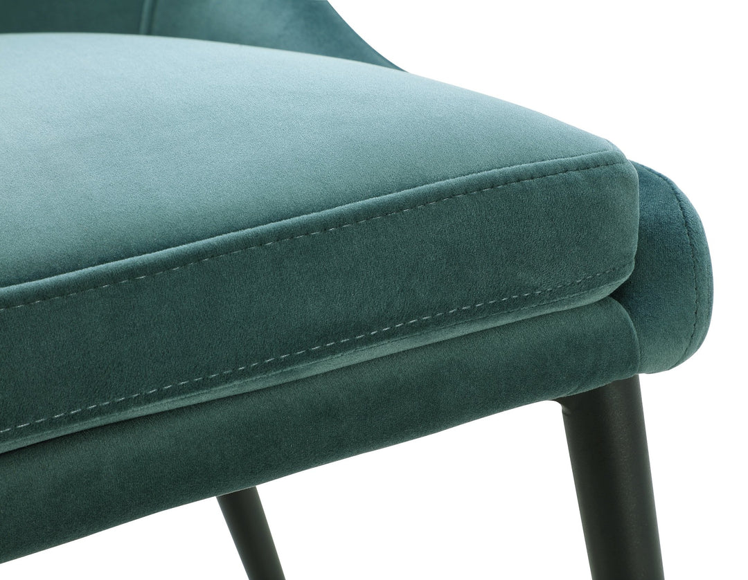 Winston Upholstered Metal Leg Dining Chair in Smoked Green and Black (Set of 2) Chair modern furniture Contempo Furniture