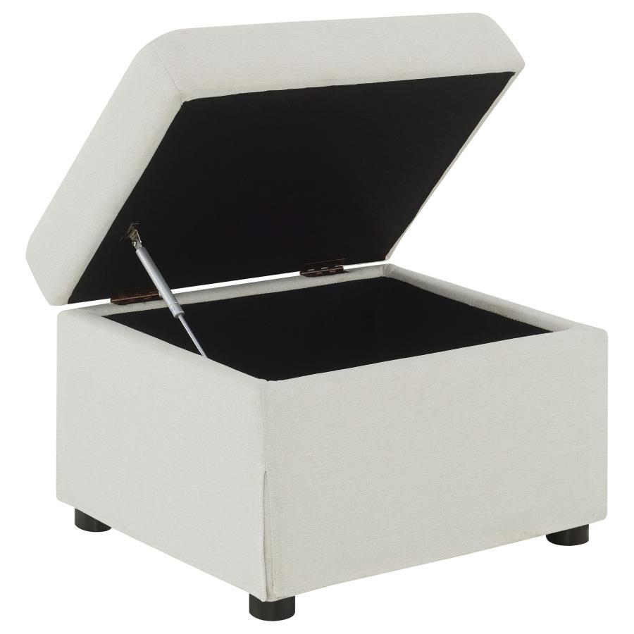 Winter - Upholstered Hydraulic Lift Top Storage Ottoman - Beige Storage Ottoman modern furniture Contempo Furniture