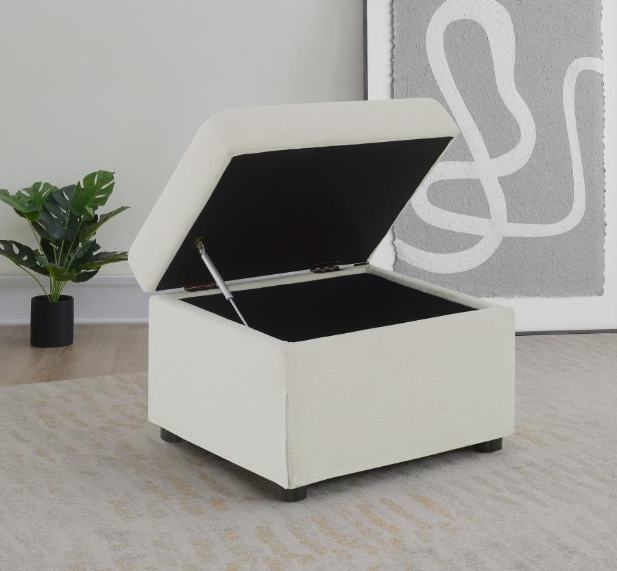 Winter - Upholstered Hydraulic Lift Top Storage Ottoman - Beige Storage Ottoman modern furniture Contempo Furniture