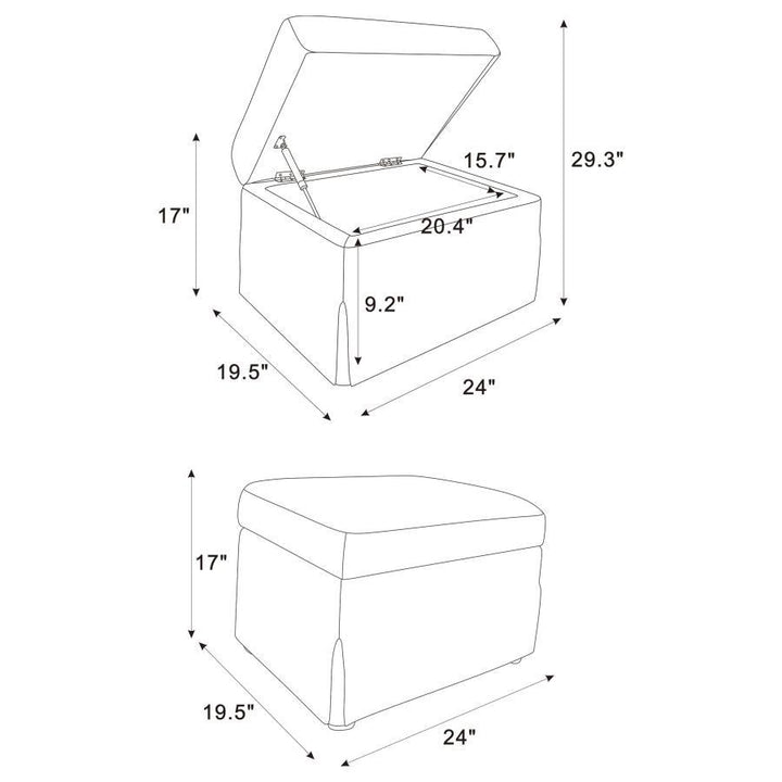 Winter - Upholstered Hydraulic Lift Top Storage Ottoman - Gray Storage Ottoman modern furniture Contempo Furniture