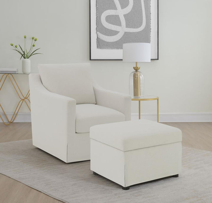 Winter - Upholstered Sloped Arm Accent Swivel Chair - Beige Swivel Chair modern furniture Contempo Furniture