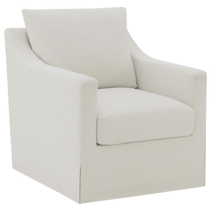 Winter - Upholstered Sloped Arm Accent Swivel Chair - Beige Swivel Chair modern furniture Contempo Furniture