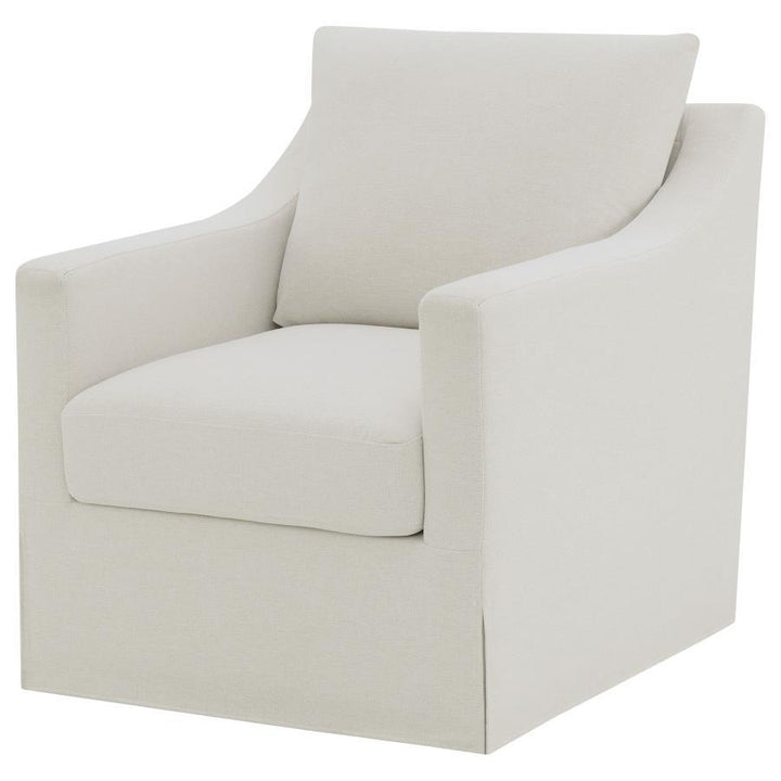 Winter - Upholstered Sloped Arm Accent Swivel Chair - Beige Swivel Chair modern furniture Contempo Furniture