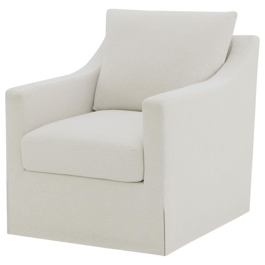 Winter - Upholstered Sloped Arm Accent Swivel Chair - Beige Swivel Chair modern furniture Contempo Furniture