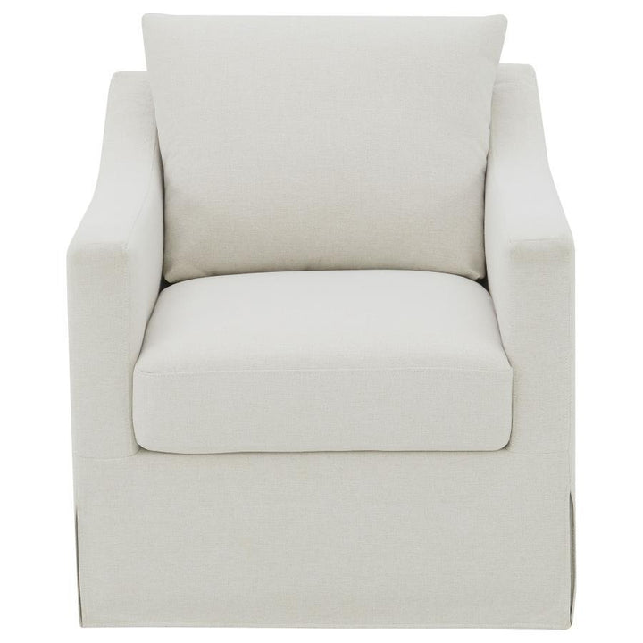 Winter - Upholstered Sloped Arm Accent Swivel Chair - Beige Swivel Chair modern furniture Contempo Furniture