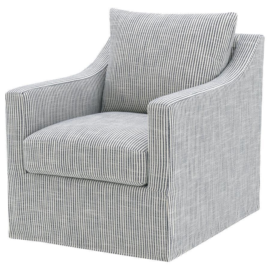 Winter - Upholstered Sloped Arm Accent Swivel Chair - Gray Swivel Chair modern furniture Contempo Furniture