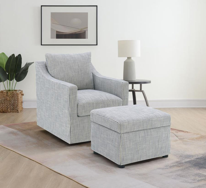 Winter - Upholstered Sloped Arm Accent Swivel Chair - Gray Swivel Chair modern furniture Contempo Furniture