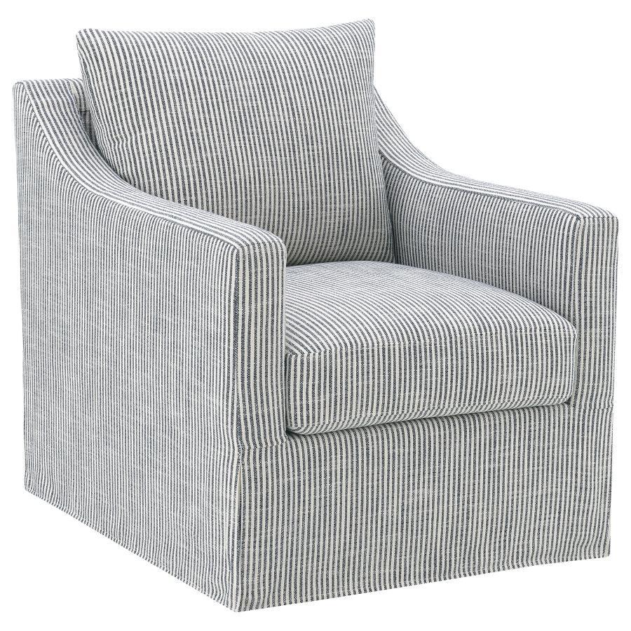 Winter - Upholstered Sloped Arm Accent Swivel Chair - Gray Swivel Chair modern furniture Contempo Furniture
