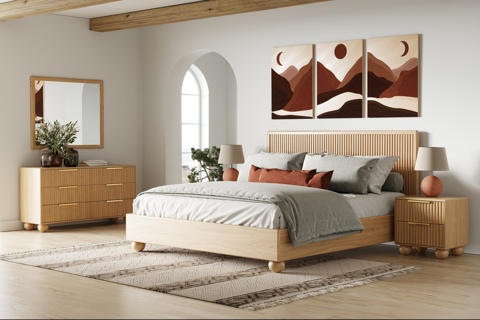 Winters - Modern Natural Oak Bed - View 3