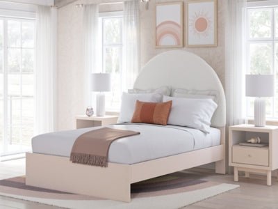 Wistenpine Full Upholstered Panel Bed - Pink Upholstered Bed modern furniture Contempo Furniture