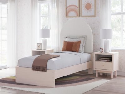 Wistenpine Twin Upholstered Panel Bed - Pink | Ashley Furniture