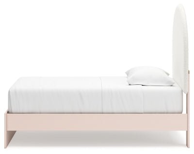 Wistenpine Twin Upholstered Panel Bed - Pink Upholstered Bed modern furniture Contempo Furniture