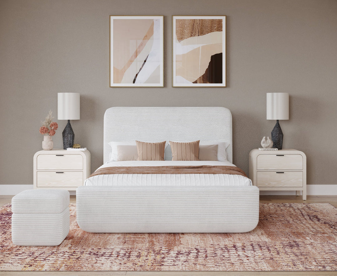 Wisteria Upholstered Storage Ottoman in Frosty Corduroy Benches modern furniture Contempo Furniture