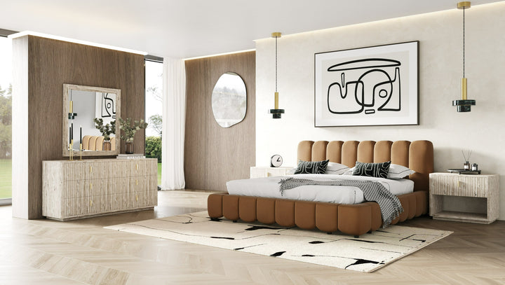 Harris - Modern Brown Fabric Bed