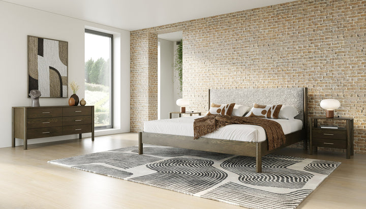 Carolina - Modern Grey Fabric + Wenge Bedroom Set