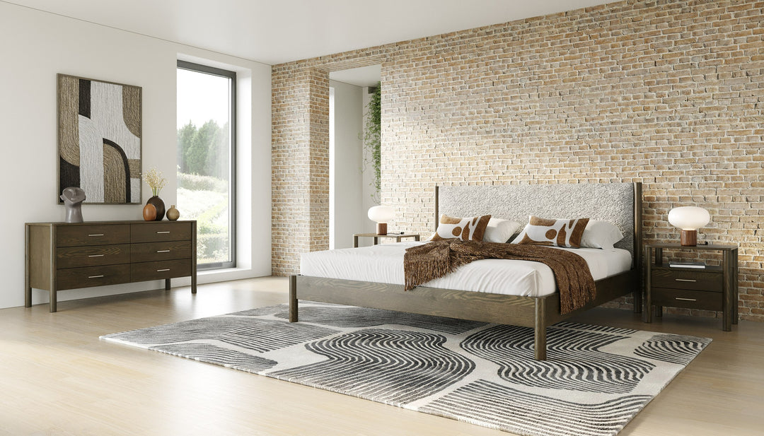 Carolina - Modern Grey Fabric + Wenge Bedroom Set