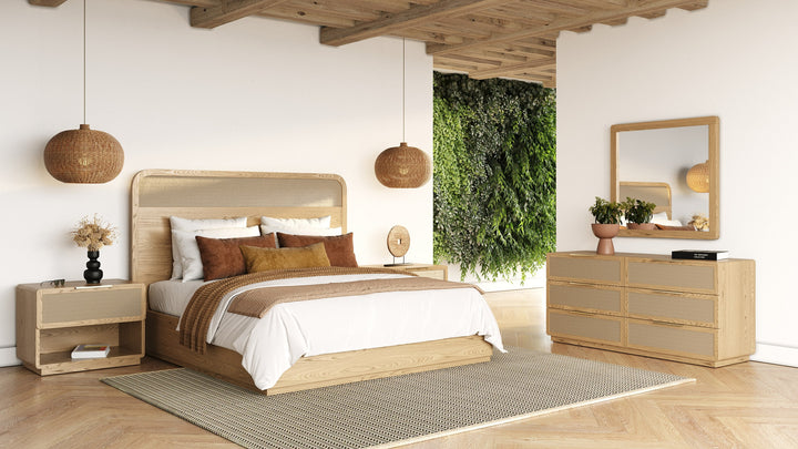 Gavin - Modern Natural Ash + Rattan Dresser