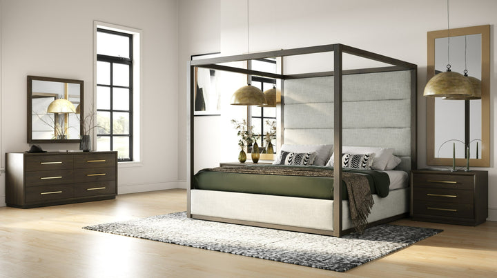 Manhattan - Contemporary Canopy Brown Oak Bedroom Set