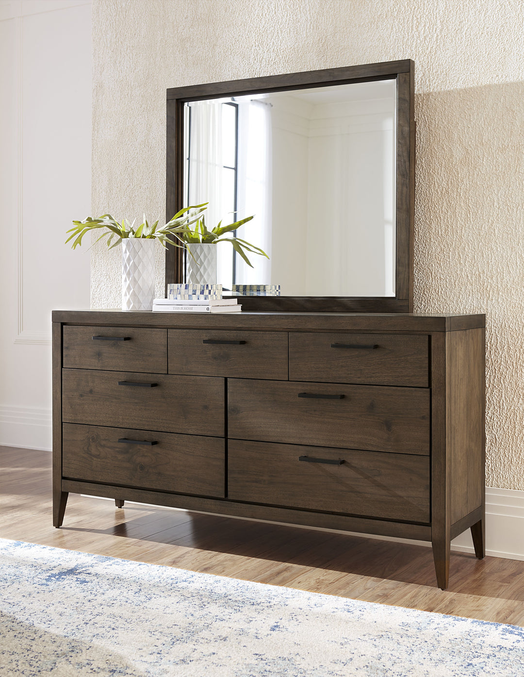 Modus Furniture Lwy682A Boracay Seven Drawer Walnut Dresser In Wild Oats Brown 2024