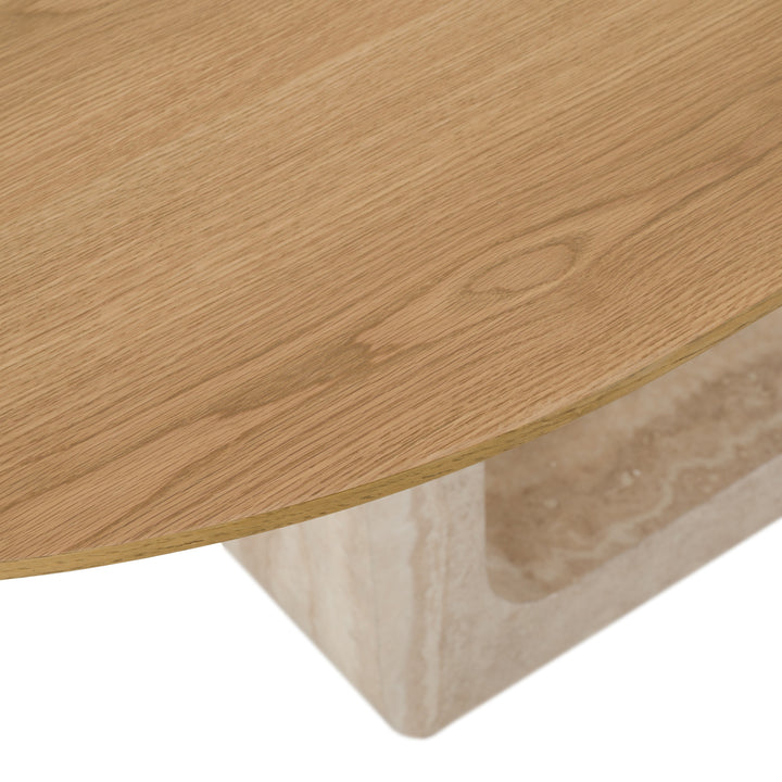 Wolff - Modern White Oak + Faux Travertine Dining Table