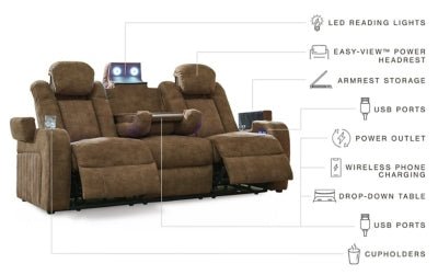Wolfridge Power Reclining Loveseat - Dark Brown Reclining Loveseat modern furniture Contempo Furniture