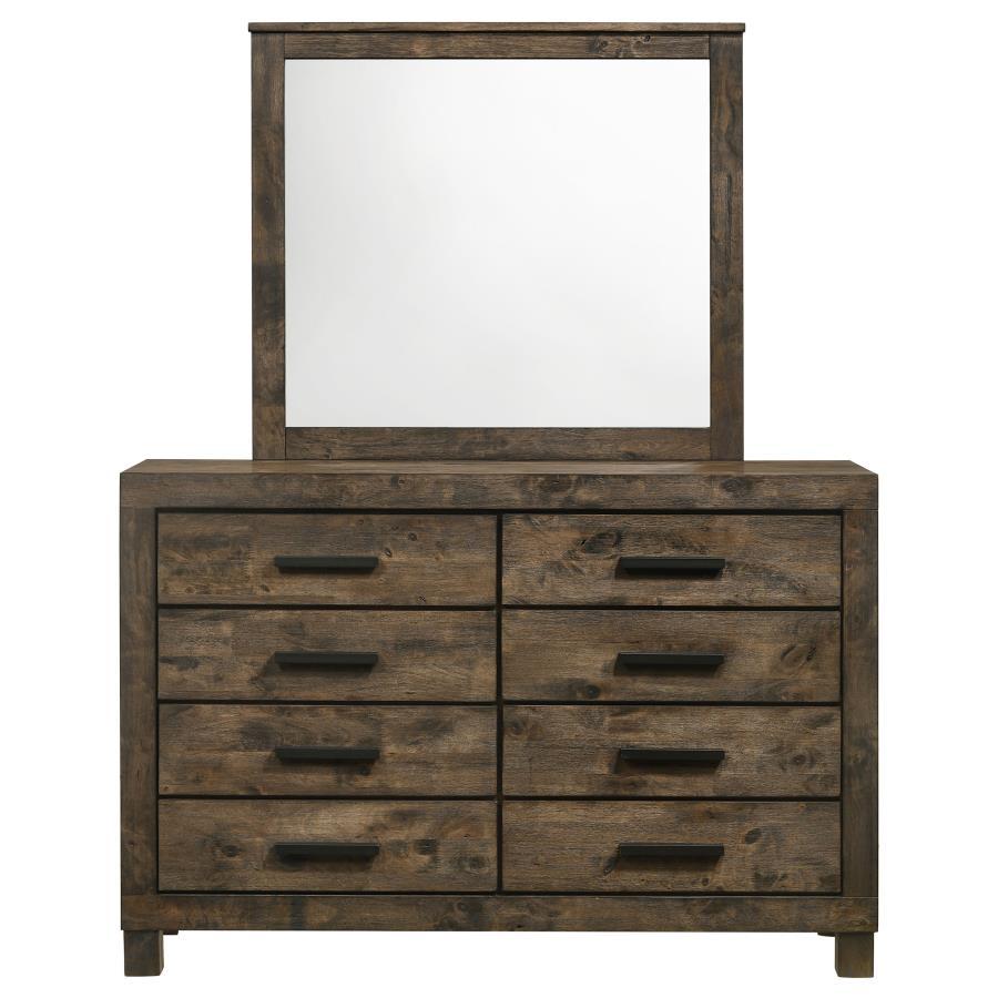Woodmont - 8 - Drawer Dresser With Mirror - Rustic Golden Brown Dresser & Mirror modern furniture Contempo Furniture