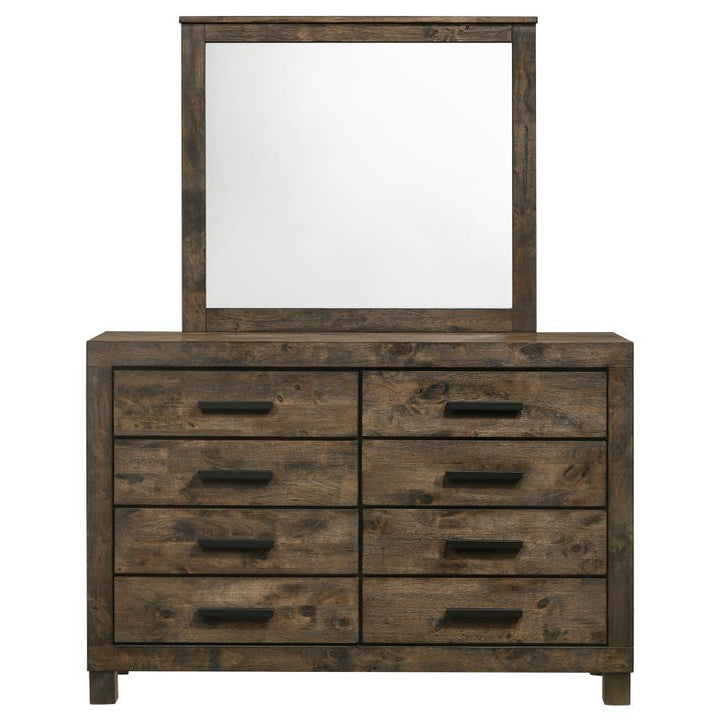 Woodmont - 8 - Drawer Dresser With Mirror - Rustic Golden Brown Dresser &amp; Mirror modern furniture Contempo Furniture