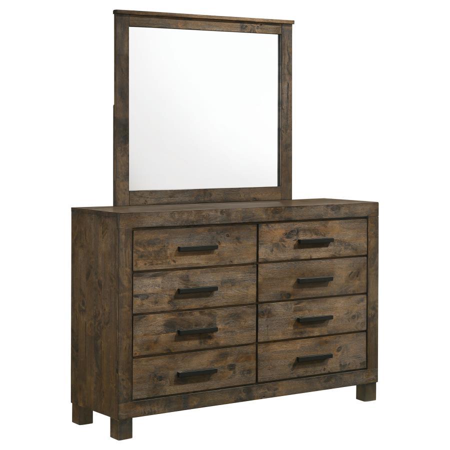 Woodmont - 8 - Drawer Dresser With Mirror - Rustic Golden Brown Dresser & Mirror modern furniture Contempo Furniture