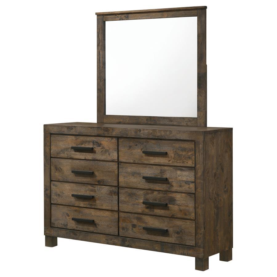 Woodmont - 8 - Drawer Dresser With Mirror - Rustic Golden Brown Dresser & Mirror modern furniture Contempo Furniture