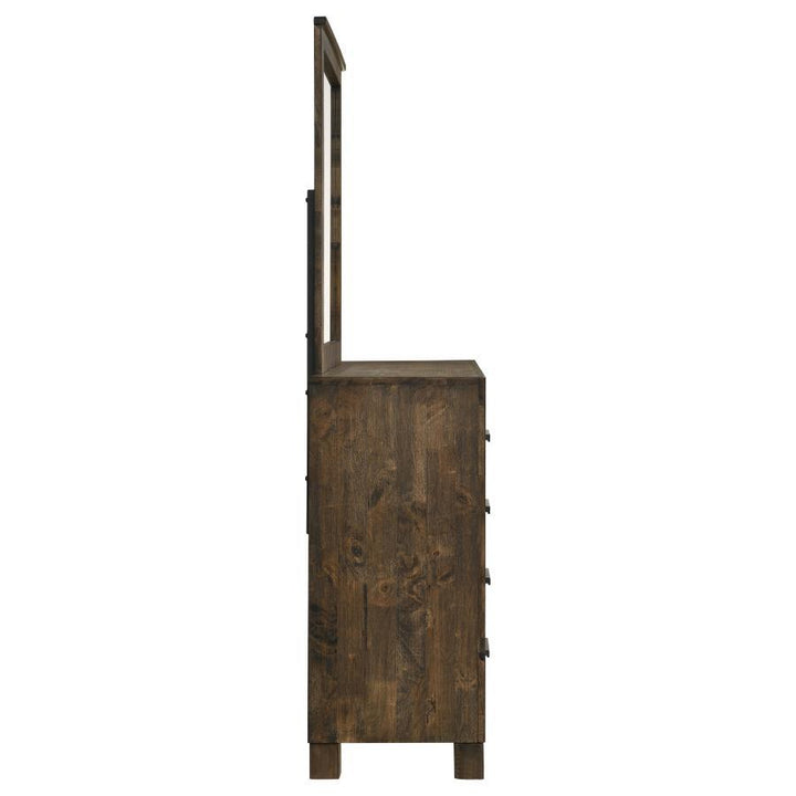 Woodmont - 8 - Drawer Dresser With Mirror - Rustic Golden Brown Dresser &amp; Mirror modern furniture Contempo Furniture