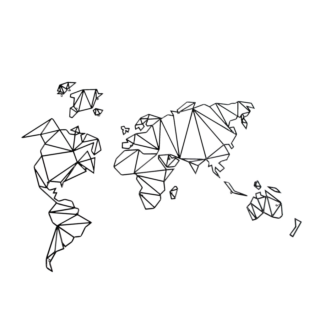 World Map - Black Metal Wall Hanging